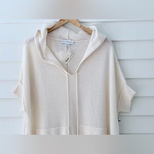 NWT White + Warren 100% Cashmere Cream Hoodie Pop-Over Sweater XS / S